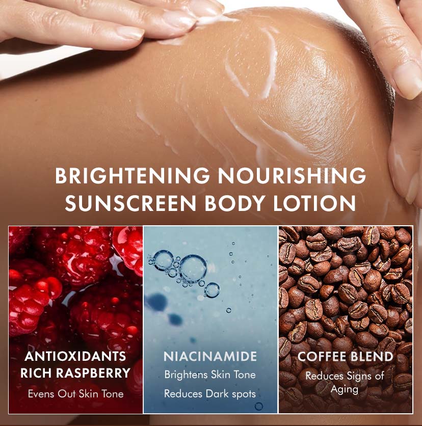 Brightening SPF 50 PA+++ Sunscreen Body Lotion & Body Wash Raspberry Combo