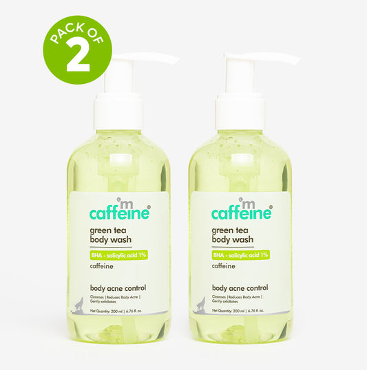 mCaffeine Green tea body wash with BHA Salicylic acid - 1% - Pack of 2