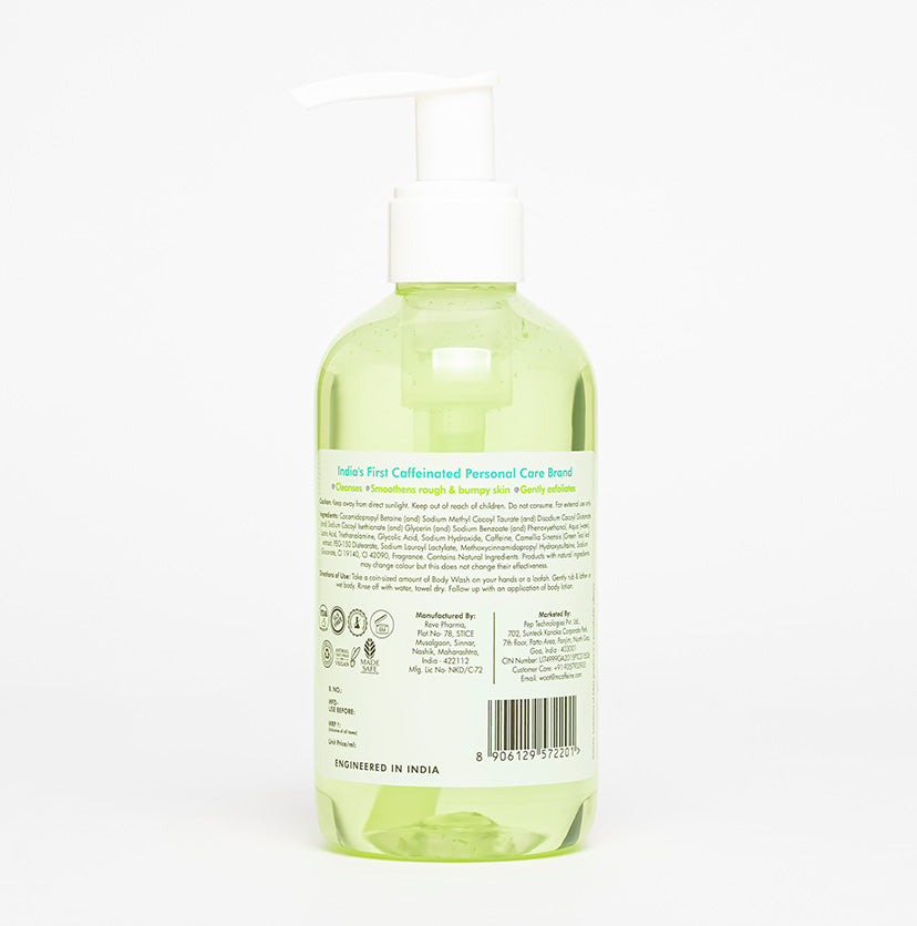 Green Tea & 10% AHA Body Wash for Rough & Bumpy Skin| Prevents Strawberry Skin - 200 ml