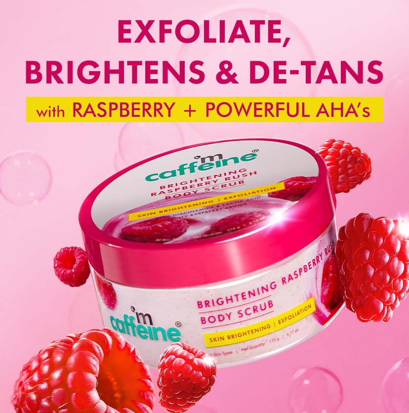 Brightening Raspberry Body Scrub with AHAs, Niacinamide | Vit C Rich  - 175g