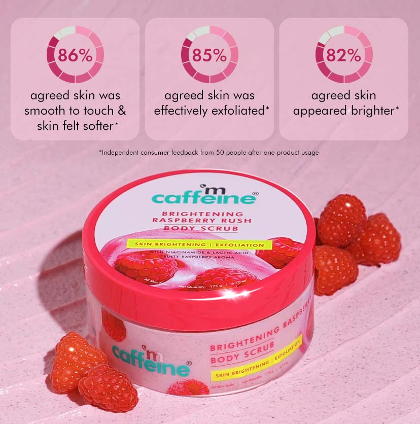 Brightening Raspberry Body Scrub with AHAs, Niacinamide | Vit C Rich  - 175g