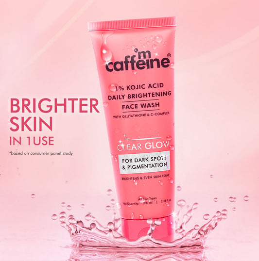 CLEAR GLOW 1% Kojic Acid Daily Brightening Face Wash For Dark Spots & Pigmentation - 100ml