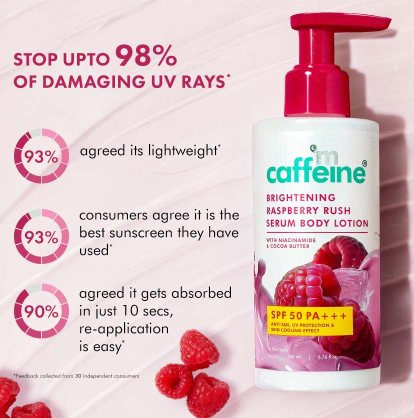 Brightening Raspberry SPF 50 PA+++ Body Sunscreen Lotion - 200 ml