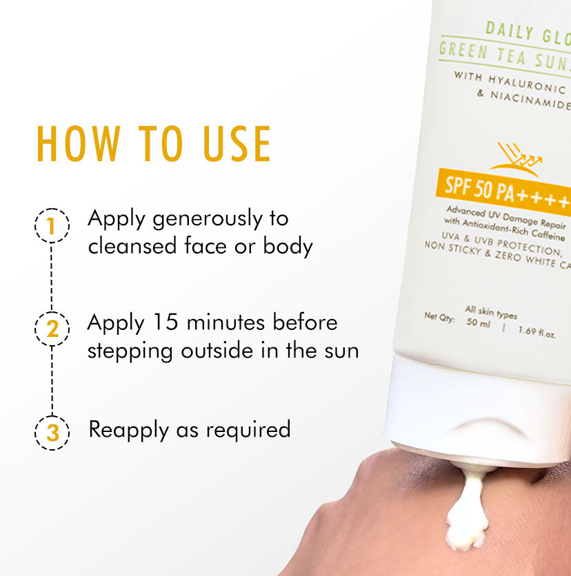 Daily Glow Green Tea Sunscreen SPF 50 PA++++ with Niacinamide - 50 ml